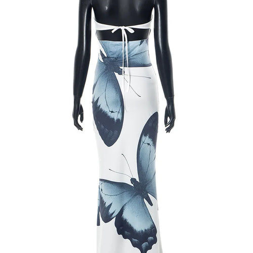 Load image into Gallery viewer, Off-shoulder Print Sexy Maxi Dress Women Summer New Strapless Sleeveless Backless High Waist Beach Holiday Long Dress
