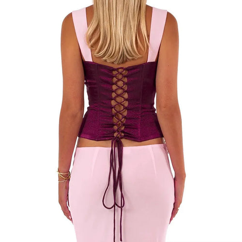 Load image into Gallery viewer, Sexy Skirt Two Piece Sets Women Halter Lace-up Cropped Tops And Maxi Skirt Ladies Fashion Sleeveless 2 Piece Sets
