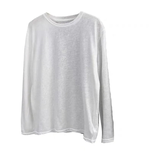 Load image into Gallery viewer, Korean Fashion Women's White Round Neck Versatile Cotton T Shirt Autumn Black Long Sleeves Vacation Pullovers Tops Casual Simple
