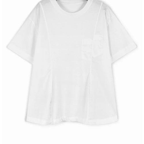 Load image into Gallery viewer, Women Gray Irregular Pocket Spliced Big Size T-shirt New Round Neck Short Sleeve Fashion Tide Spring Summer 2025  1DJ0923
