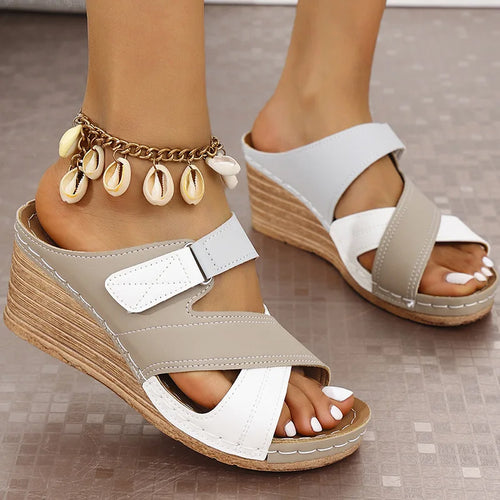 Load image into Gallery viewer, Women&#39;s Sandals High Heels Wedges Sandals Women Shoes Summer Sandalias Mujer Mix Color Slippers Heeled Sandals Summer Footwear
