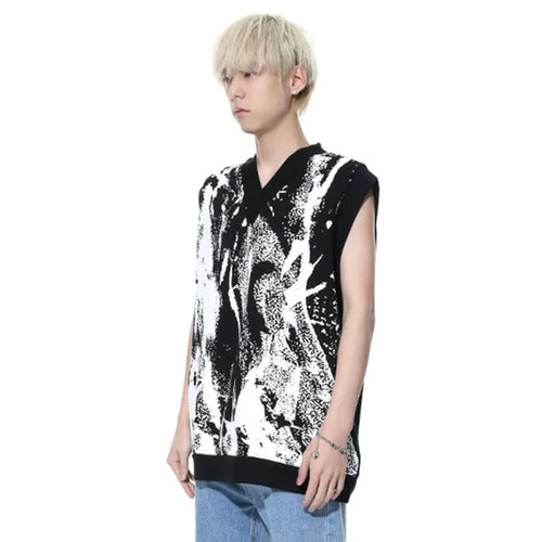 Load image into Gallery viewer, Men Vest New Fashion Korean Tie Dyed V-neck Sleeveless Vests Trendy Casual Male Top Pullover Clothing Summer 9C5144
