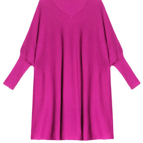 Load image into Gallery viewer, Women Blue Knitting Big Size Mini Dress New V-Neck Long Batwing Sleeve Loose Fit Fashion Tide Spring Autumn 2025 1DF9758
