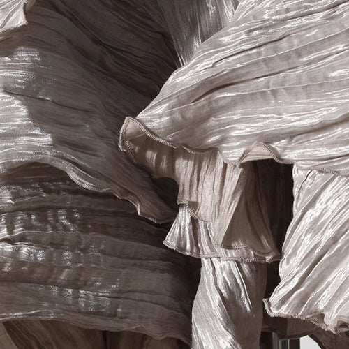 Load image into Gallery viewer, Women Silver Gray Textured Pleated Ruffles Vest Dress New Round Neck Sleeveless Fashion Tide Spring Summer 2025 7AB9278
