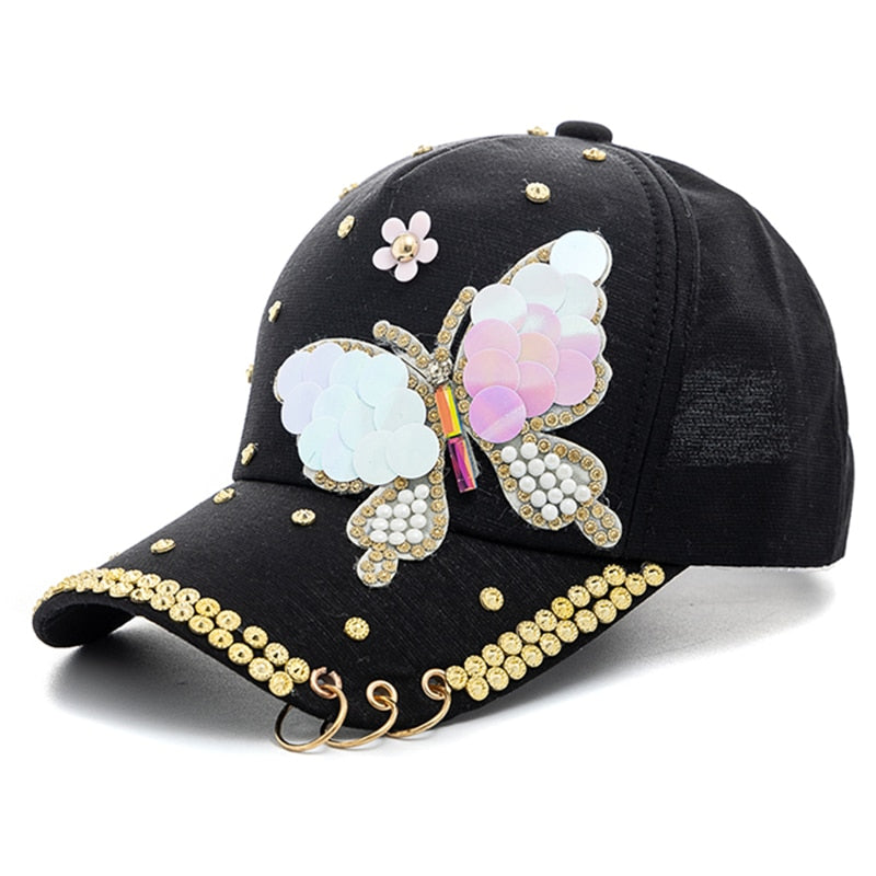 Caps For Women Bow Rhinestones Hoop Trim Design Baseball Cap Women Casual Adjustable Streetwear Outdoor Hats Dropshipping