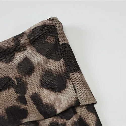 Load image into Gallery viewer, Leopard Print Long Sleeve T-shirt Women Off-shoulder Backless Crop Tops Female Fashion Printed Strapless Tees Tops
