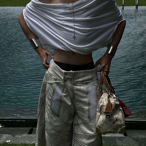 Load image into Gallery viewer, One Shoulder Leisure t-Shirt Women Folds Solid Skinny Loose Summer New Trend Simple Classic Versatile Street Daily Tops
