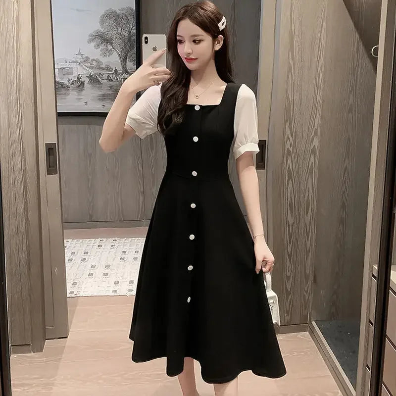 Elegant Black See Through Dress Korean Style Midi Dress CLD0030 - Etsy