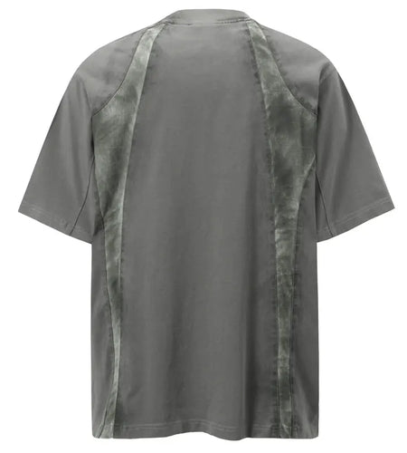 Vintage Tshirt Y2K Grunge Solid Pathwork Sport Short Sleeve T-Shirt Streetwear Men Hip Hop Harajuku Punk Gothic Baggy Cotton Top