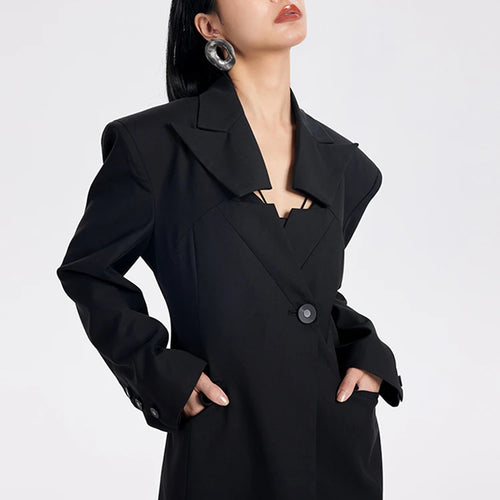 Load image into Gallery viewer, Women Black Hollow Out Elegant Single Button Blazer New V-neck Long Sleeve Jacket Fashion Tide Spring Autumn 2025 CPDB138

