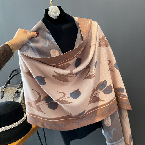 Load image into Gallery viewer, Warm Winter Scarf Cashmere Women Pashmina Design Print Shawls Wrap Female Thick Blanket Soft Bufanda Stoles Fashion
