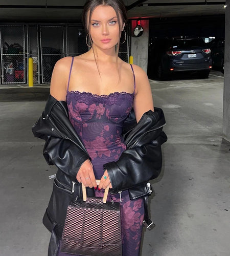 Sexy Elegant Spaghetti Strap Floral Print Maxi Dress Lace Up Bodycon Prom Party Dresses Backless Women Formal Dress