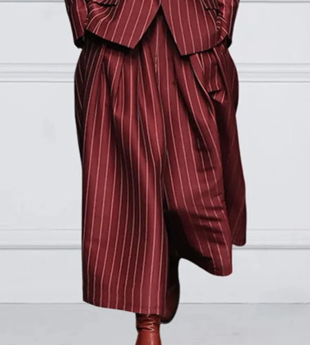 Winter Clothes Trendy Pants for Women 2024 Autumn British Style Striped Loose Wide Leg Women's England Capris Female