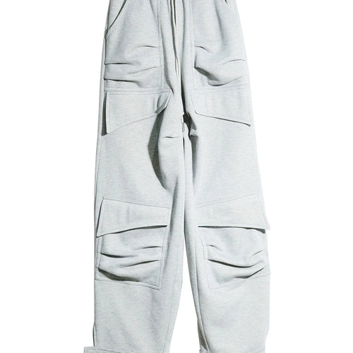 Load image into Gallery viewer, High Elastic Waist Gray Drawstring Pocket Pleated Wide Leg Pants New Trousers Women Fashion Spring Autumn 2025 1DH9337
