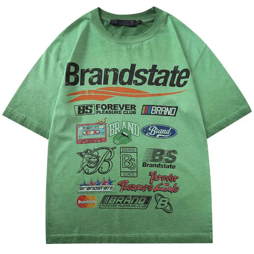 Load image into Gallery viewer, Vintage T-Shirts Y2K Grunge Graphic Printed Punk Gothic Tshirt Streetwear Hip Hop Harajuku Baggy Short Sleeve Washed Tops Green
