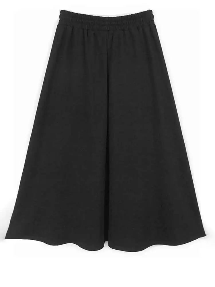 High Elastic Waist Black Denim Color-block Drawstring Half-body Skirt Women Fashion Tide New Spring Autumn 2025 1DJ0084