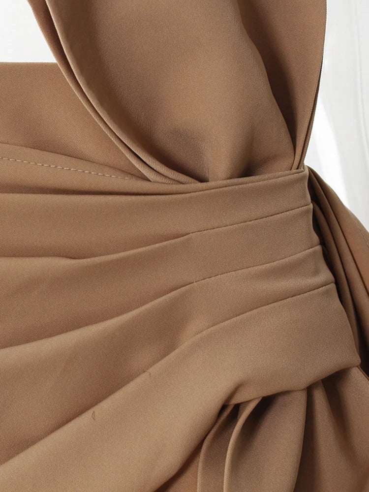 High Waist Khaki Pleated Bandgae Bow Elegant Mini Half-body Skirt Women Fashion Tide New Spring Autumn 2025 7AB8038