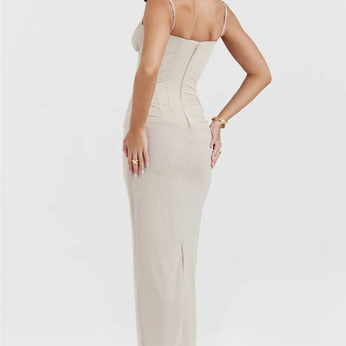 Load image into Gallery viewer, Elegant Spaghetti Strap Backless Sexy Maxi Dress For Women Fashion Two Layer Mesh Sleeveless Bodycon Club Party Dress
