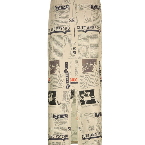 Load image into Gallery viewer, Vintage Newspaper Letter Print High Waist Long Skirt Women Distressed Harajuku Slim Pencil Skirts Aesthetic Y2K Chic
