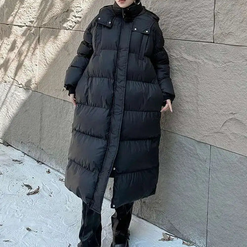 Load image into Gallery viewer, Black Thick Long Warm Big Size Hooded Cotton-padded Coat Long Sleeve Women Parkas Fashion New Autumn Winter 2025 1DH8321
