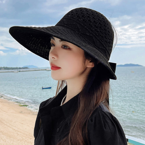 Load image into Gallery viewer, Summer Hats For Women Fashion M Letter Bow Design Straw Hat  Empty Top Sun Hat Travel Beach Hat
