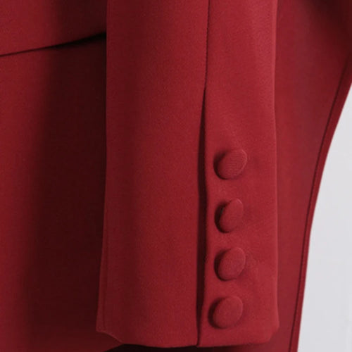 Load image into Gallery viewer, Women Red Irregular Scarf Spliced Elegant Blazer New Lapel Long Sleeve Jacket Fashion Tide Spring Autumn 2025 CPDB330
