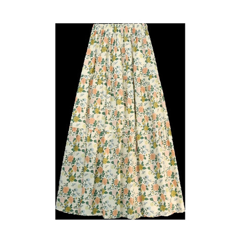 Load image into Gallery viewer, Vintage New Blue Flower Party A-line Skirt Bohemia 2024 Spring Summer Green Printing Elastic High Waist Women's Long Skirts Chic
