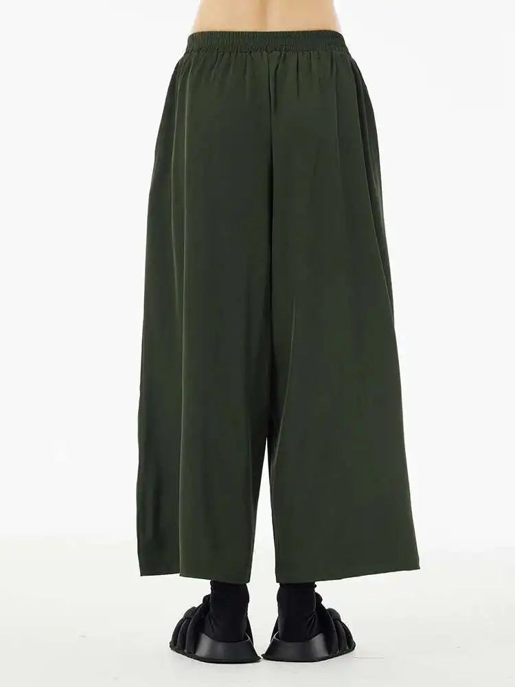 High Elastic Waist Army Green Zipper Slit Long Wide Leg Pants New Trousers Women Fashion Tide Spring Autumn 2025 1DH5683