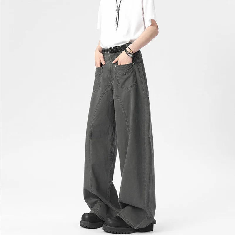 Men's Casual Pants New American Style High Street Trendy Patchwork Multi Pockets Design Male Straight Leg Bottoms 9W1803