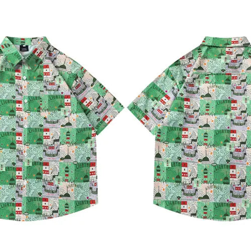 Load image into Gallery viewer, Men Harajuku Hawaiian Shirt Streetwear Graphic Printed Button Up Beach Summer Blouse Hip Hop Casual Baggy Short Sleeve Shirts
