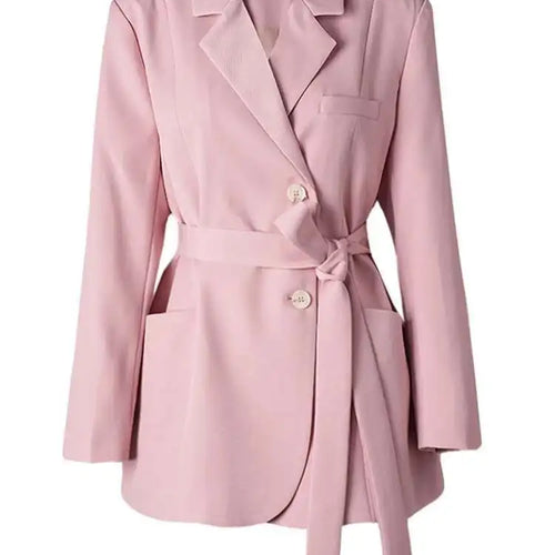 Load image into Gallery viewer, Women Beige Belted Pocket Big Size Elegant Blazer New Lapel Long Sleeve Jacket Fashion Tide Spring Autumn 2025 CPG2777

