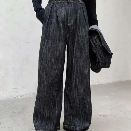 Load image into Gallery viewer, High Waist Black Brief Denim Vintage Long Casual Wide Leg Pants New Trousers Women Fashion Tide Spring Autumn 2025 1DH8385
