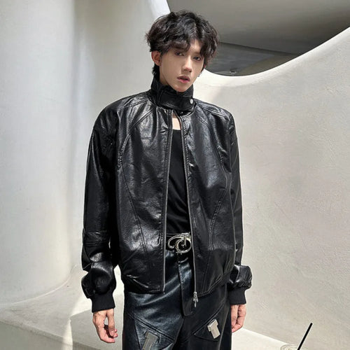 Load image into Gallery viewer, Fashion Men&#39;s Jackets Stand Collar Casual Solid Color Double-ended Zipper Loose Personalized Male Short Tops 9C9278
