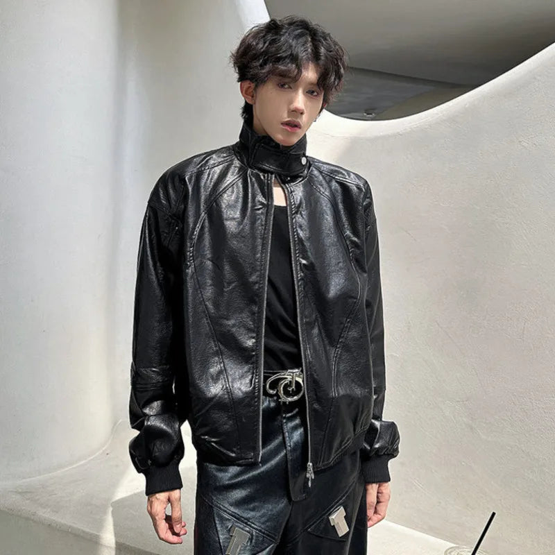 Fashion Men's Jackets Stand Collar Casual Solid Color Double-ended Zipper Loose Personalized Male Short Tops 9C9278