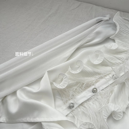 Load image into Gallery viewer, Vintage Fashion Women White Diamond Festival Shirt Autumn Elegant Long Sleeve Blouse French Single Breasted Ruffles Shirt Simple
