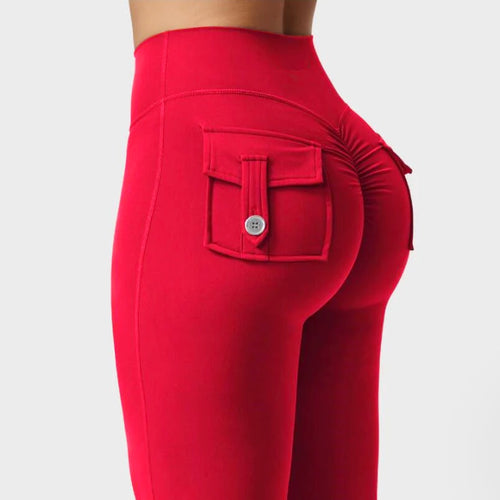 Load image into Gallery viewer, Women Flare Leggings High Waist Wide Elastic Leg Yoga Pants Sport Fitness Pocket Training Running Gym Quick Dry Workout Trousers
