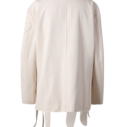 Load image into Gallery viewer, Women Beige Flower Ribbon Big Size Vintage Blazer New Lapel Long Sleeve Jacket Fashion Tide Spring Autumn 2025  CPG2872
