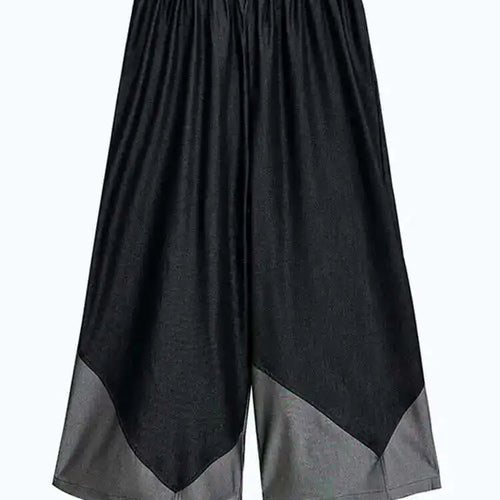 Load image into Gallery viewer, High Elastic Waist Black Denim Color-block Long Wide Leg Jeans New Women Trousers Fashion Tide Spring Autumn 2025 1DH6715
