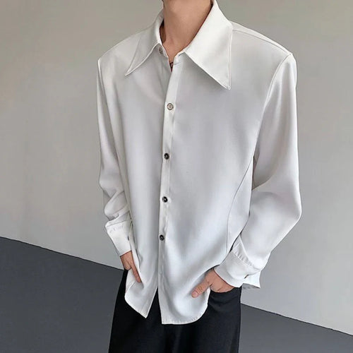 Load image into Gallery viewer, Men&#39;s Drape Shirts Male Long Sleeved Turn-down Collar New Cool Korean Single Breasted Silhouette Ice Silk Clothing 9W1383
