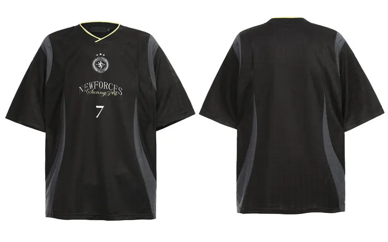 Vintage Mesh Jersey T-Shirt Y2K Graphic Printed Patchwork Racing Sports Tshirt Streetwear Hip Hop Harajuku Casual Baggy Top Tee