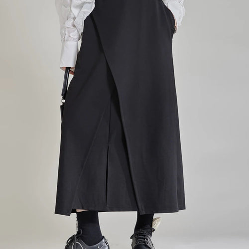 Load image into Gallery viewer, High Waist Black Irregular Slit Hem Spliced Elegant Half-body Skirt Women Fashion Tide New Spring Autumn 2025 1DH9887
