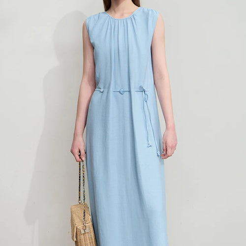 Minimalism Women Fashion Dresses Round Neck Sleeveless Dress Women Beaded Strap Dress Women Loose Daily Dress 12542132