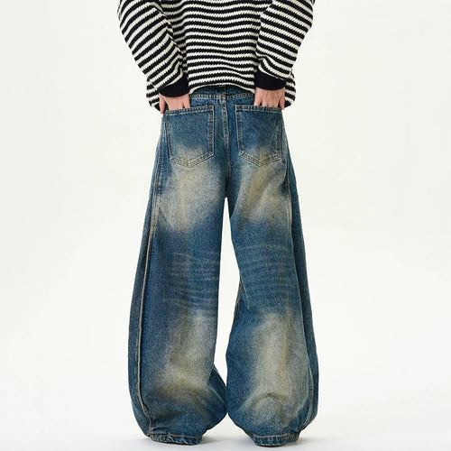 Load image into Gallery viewer, Men's Jeans American Fashion Nostalgic Washed Mud Dyed Curved Knife Denim Pants Summer New Male Bottoms High Street 9W1460
