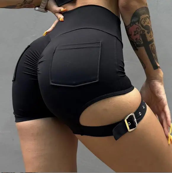 Buckle Women's Workout Leggings Tummy Control and Butt Lift Elastic Buckle Workout Gym Leggings