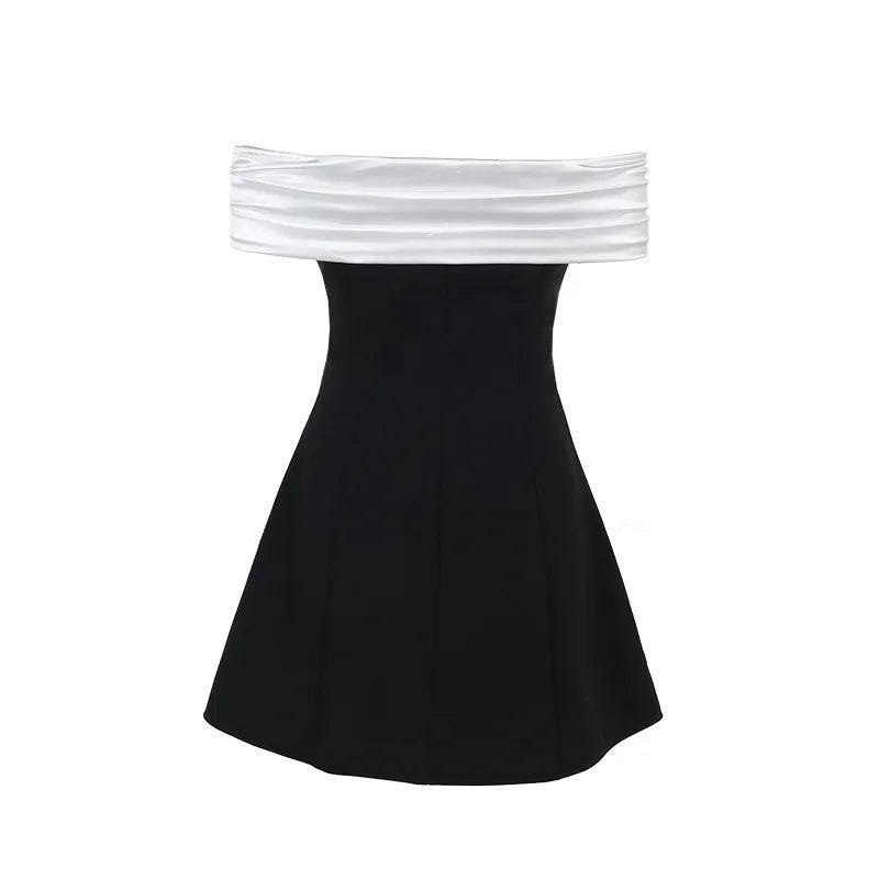 Off-shoulder Backless Sexy Mini Dress For Women Fashion Strapless Sleeveless High Waist A-line Club Party Dress Elegant
