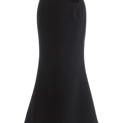 Load image into Gallery viewer, High Waist Black 3d Flower Rhinestones Elegant  Mermaid Half-body Skirt Women Fashion Tide New Spring Autumn 20251DJ1270
