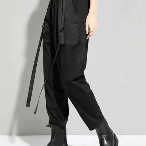 Load image into Gallery viewer, High Elastic Waist Black Pocket Split Long Harem Trousers New Loose Fit Pants Women Fashion Spring Autumn 2025 1DD5773
