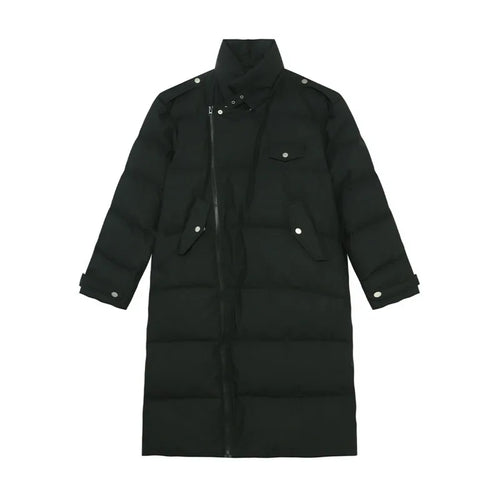 Load image into Gallery viewer, Korean Style Men&#39;s Padded Jackets Stand Collar Belt Design Solid Color Overknee Casual Male Cotton Coats New Winter 9C9220
