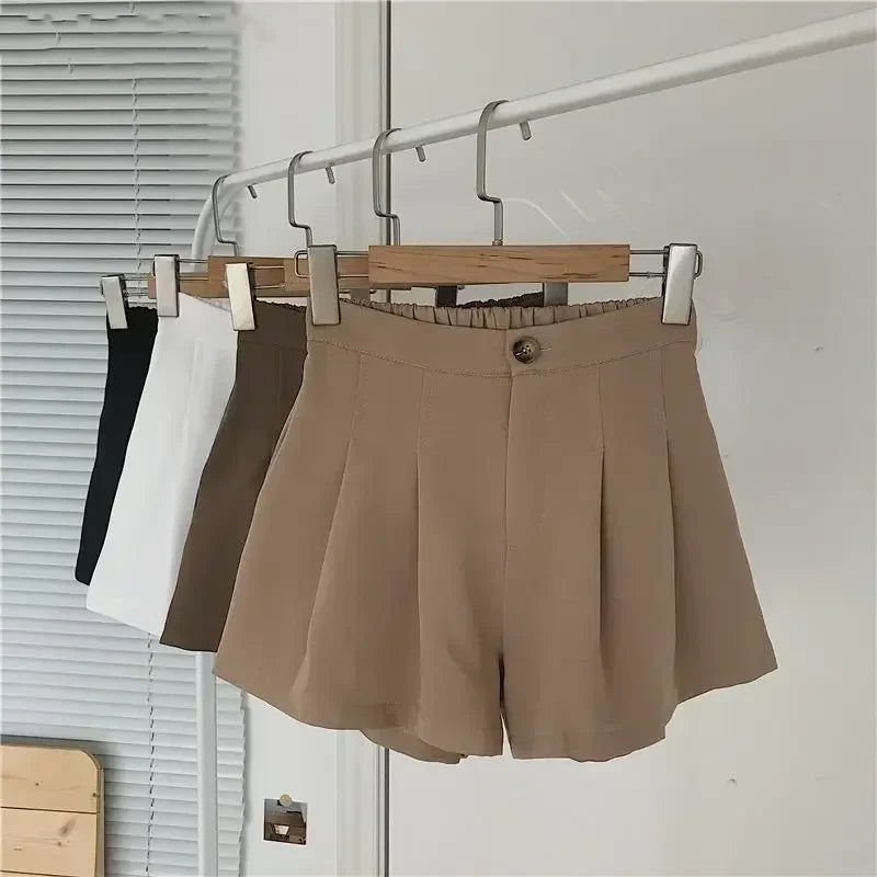 Summer Oversized Pleated Shorts High Waisted A-line Wide Leg Pants Casual Pants Drop Shipping