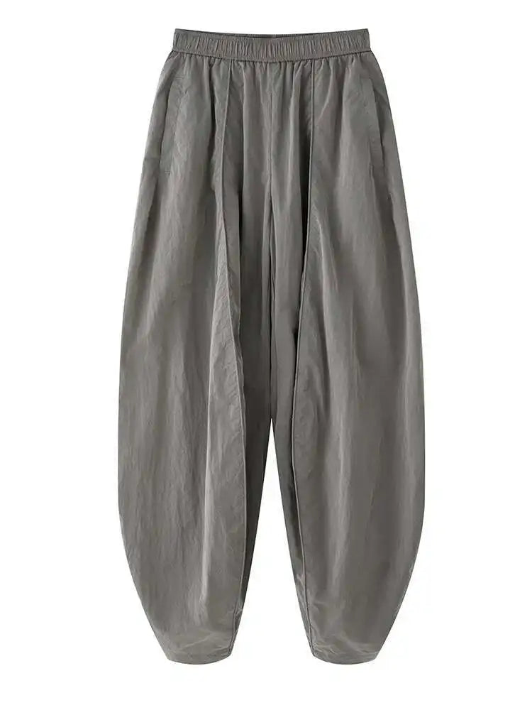 High Elastic Waist Glossy Green Pleated Long Wide Leg Pants New Trousers Women Fashion Tide Spring Autumn 2025 1DH9457